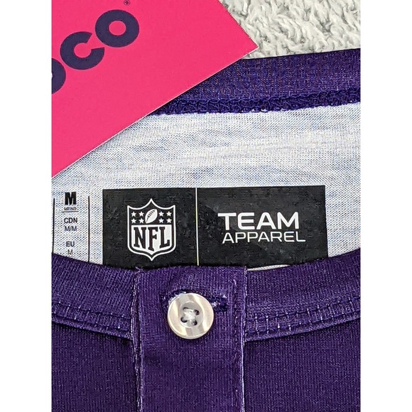 FOCO Baltimore Ravens Henley Shirt NFL Team Apparel Mens Medium Purple Black NWT - Picture 5 of 13